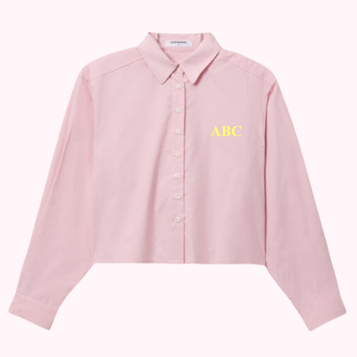 PINK CROPPED BUTTON DOWN
