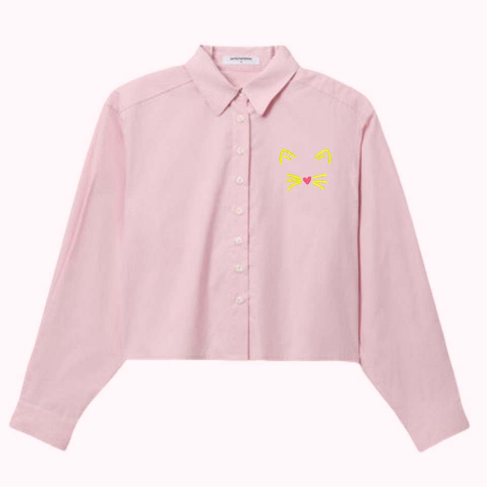 PINK CROPPED BUTTON DOWN