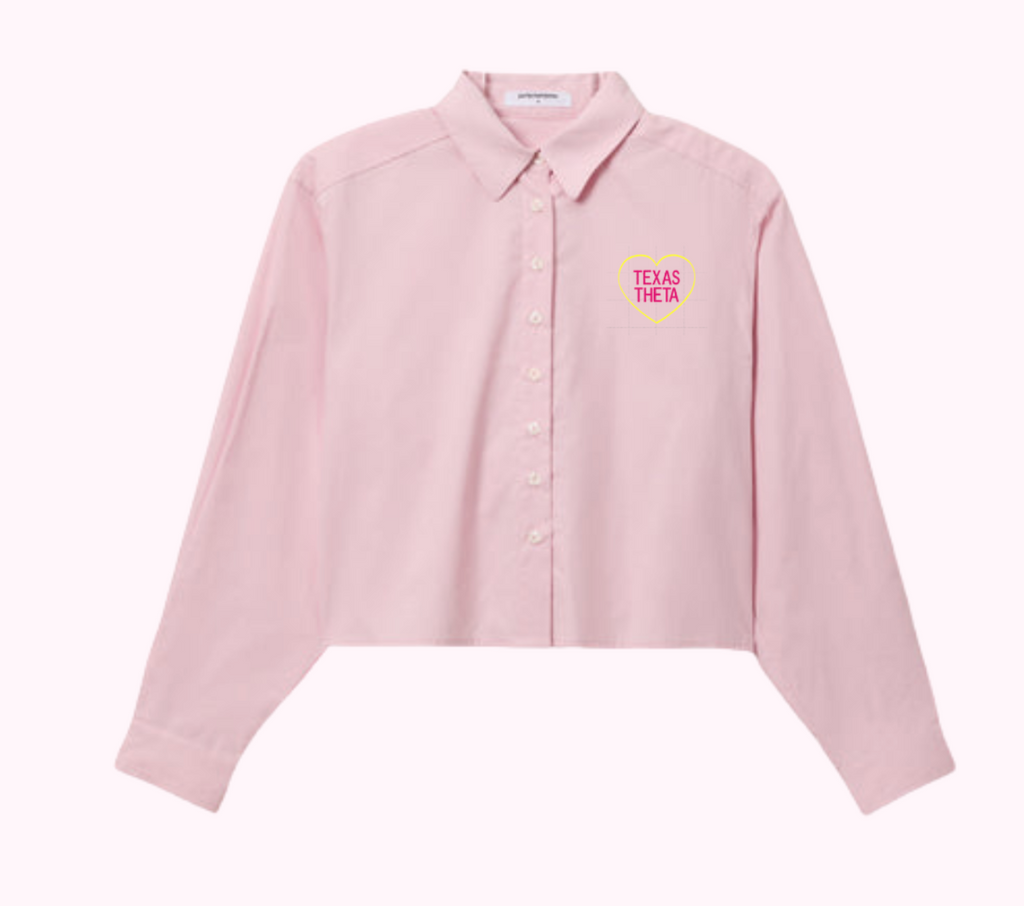 PINK CROPPED BUTTON DOWN